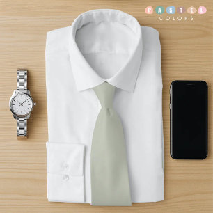 Solid Soft Light Pastel Sage Olive Green Colour  Tie
