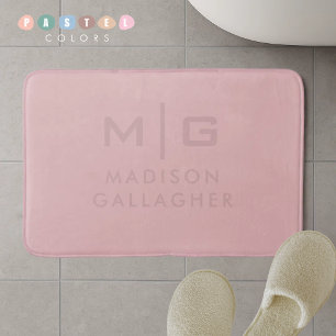 Solid Soft Light Pastel Salmon Peach Pink Colour Bath Mat