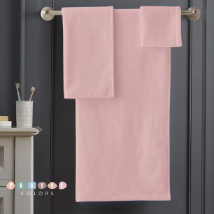 Solid Soft Light Pastel Salmon Pink Color  Bath Towel Set