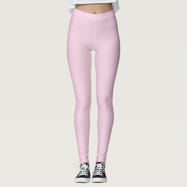 Solid Soft Pastel Pink Leggings Minimalist Athleis (Front)