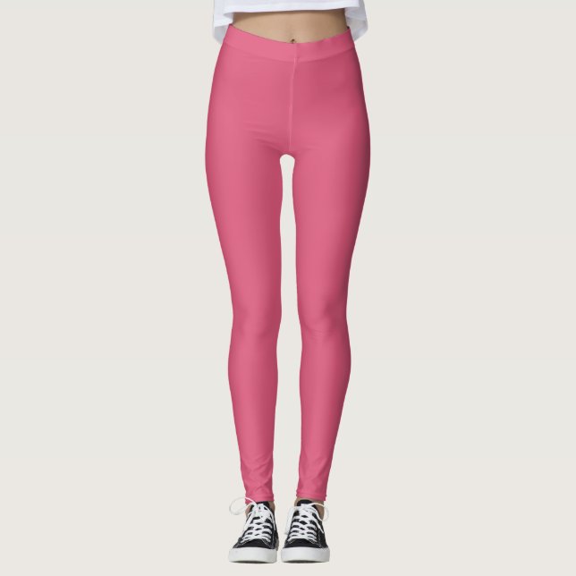 Solid Soft Pastel Pink Leggings Minimalist Athleis (Front)