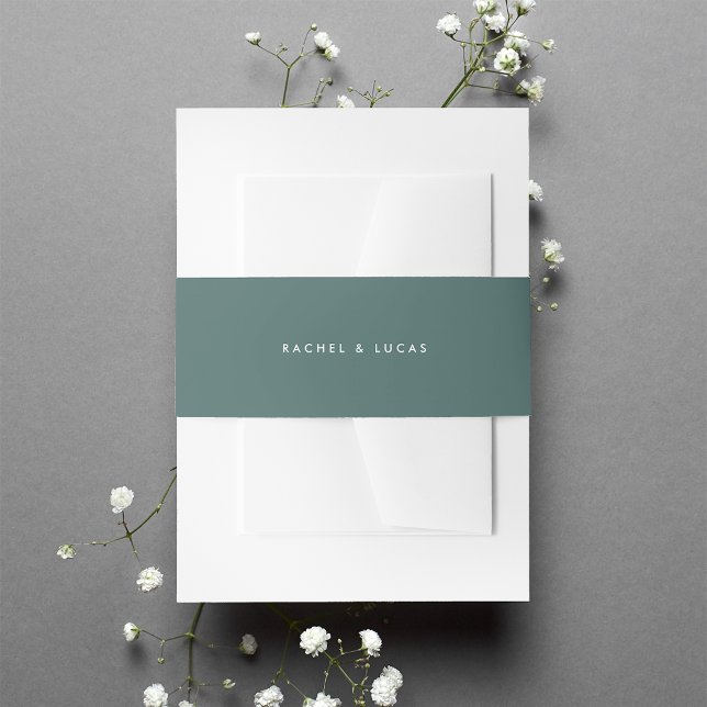 Solid Spruce Green Wedding Invitation Belly Band (Creator Uploaded)