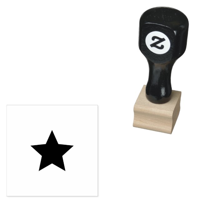 Solid Star Mark Rubber Stamp with Red Ink (Stamped)