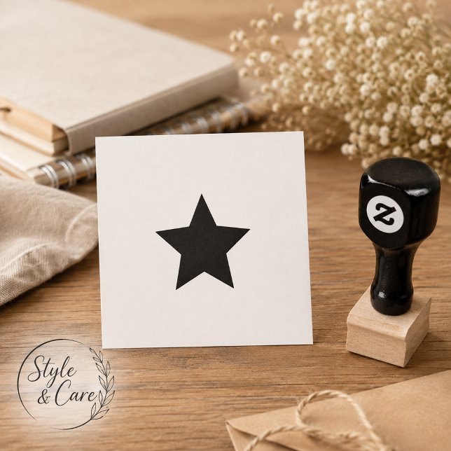 Solid Star Mark Rubber Stamp with Red Ink (Solid Star Mark Rubber Stamp with Red Ink)