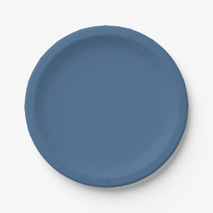 Solid steel blue paper plate