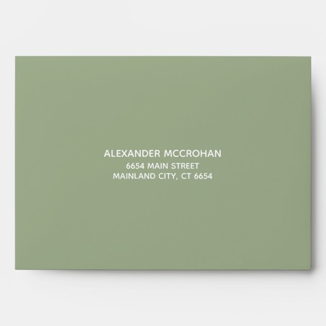 Solid Succulent Sage Green Return Address Envelope (Front)