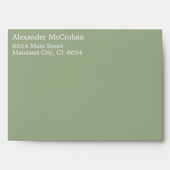 Solid Succulent Sage Green Return Address Envelope (Front)