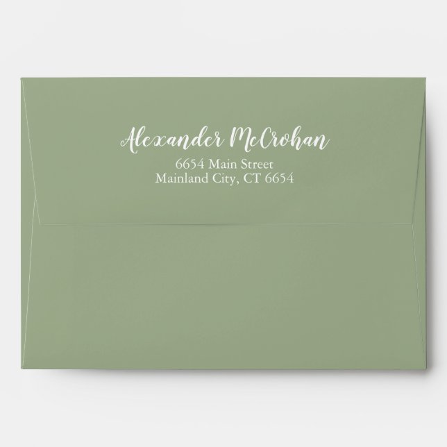 Solid Succulent Sage Green Return Address Mailing Envelope (Back (Top Flap))