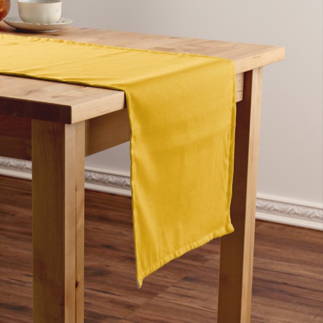 Solid sunflower amber yellow short table runner (In Situ)