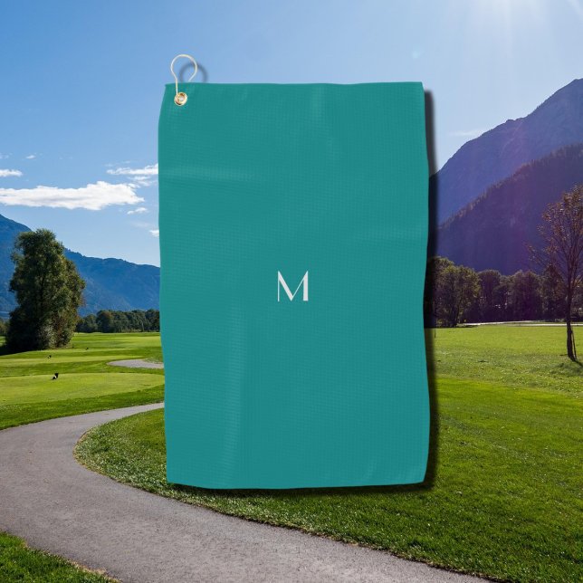 solid teal - add monogram golf towel (Creator Uploaded)