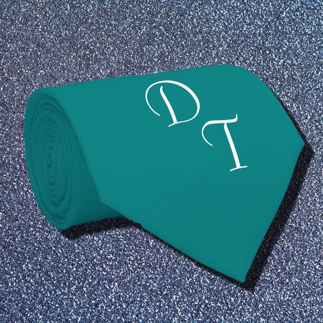 solid  teal    - your monograms tie (Creator Uploaded)
