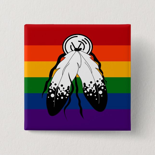 Solid Two-Spirited Pride Flag 2 Inch Square Button (Front)