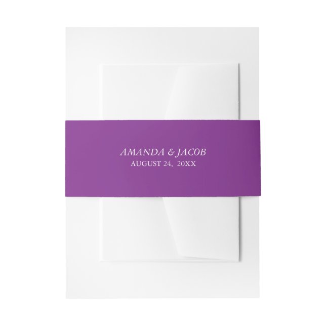 Solid Ultraviolet Personalized Wedding Belly Band Invitation Belly Band (Front Example)