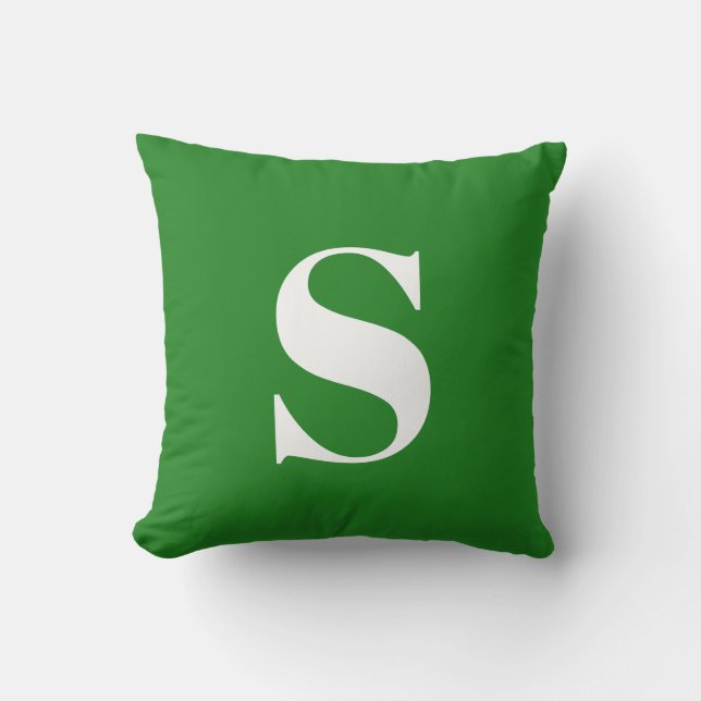 Solid vert initial Monogramme Coussin extérieur (Recto)