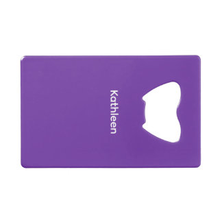 Solid Violet Bottle Opener Custom Text Bar Key Gif Credit Card Bottle Opener