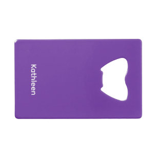 Solid Violet Bottle Opener Custom Text Bar Key Gif Credit Card Bottle Opener