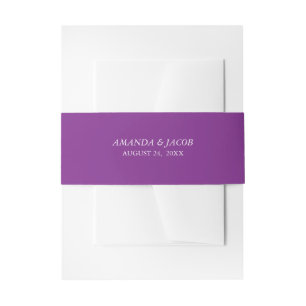 Solid Violet Personalized Wedding Belly Band Invitation Belly Band