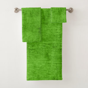Solid Vivid Green Color Home Decor Textured Accent Bath Towel Set