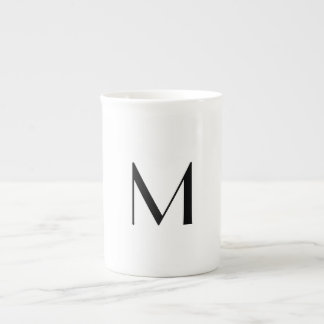 solid white - add black monogram bone china mug