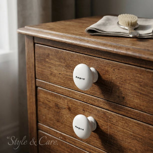 Solid White Ceramic Knob with Your Name in Style