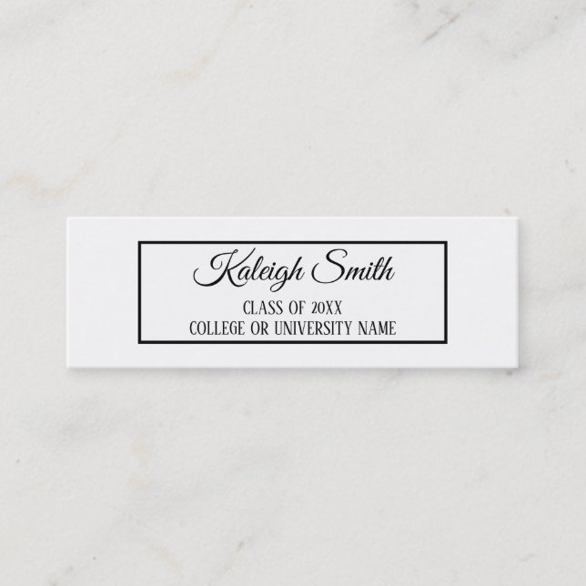 Solid White Graduation Insert Name Card (Front)