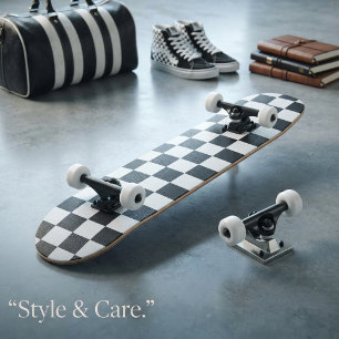 Solid White with Black Square Style Skateboard