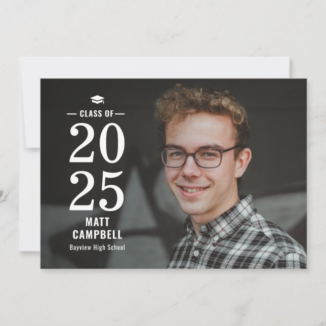 Solid Year Editable Colour Graduation Invitation (Front)