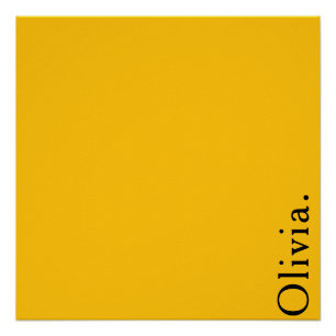 Solid Yellow Custom Name Modern Minimalist Wall  Poster