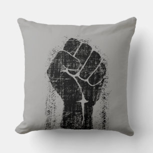 Solidarity Fist Grunge Distressed Style Throw Pillow