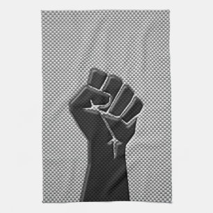 Solidarity Fist in Carbon Fibre Style Kitchen Towel