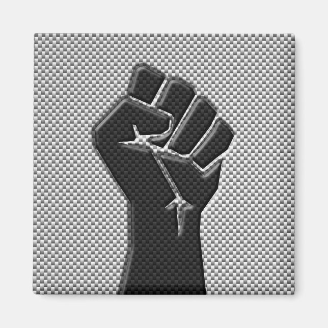 Solidarity Fist in Carbon Fibre Style Magnet (Front)