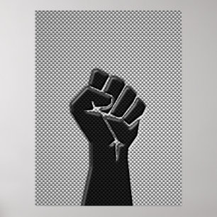 Solidarity Fist in Carbon Fibre Style Poster