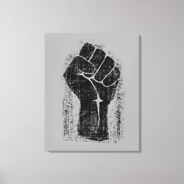 Solidarity Fist in Distressed Style Canvas Print (Front)