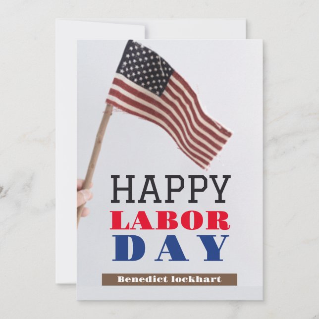 Solidarity Worker Unity Labour Day Red White & Blu Holiday Card (Front)