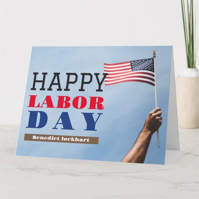 Solidarity Worker Unity Labour Day Red White & Blu Thank You Card (Front)