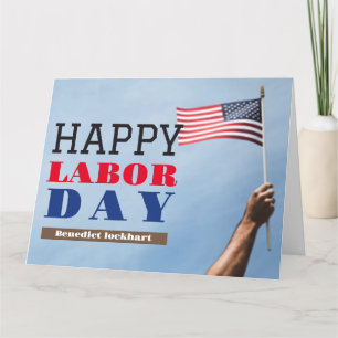Solidarity Worker Unity Labour Day Red White & Blu Thank You Card