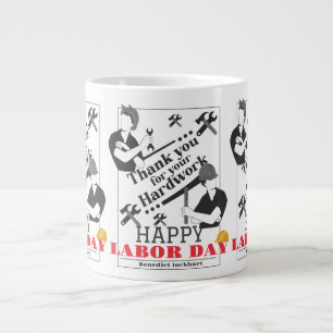 Solidarity Worker Unity Labour Day with USA flag  Large Coffee Mug