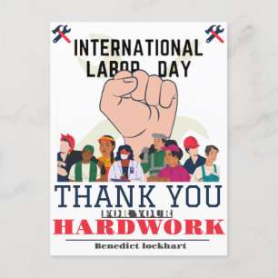 Solidarity Worker Unity Labour Day with USA flag  Postcard