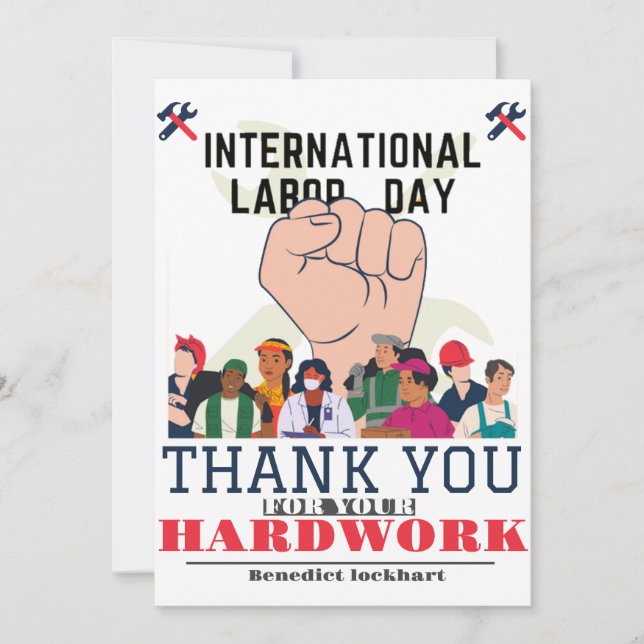 Solidarity Worker Unity Labour Day with USA flag  Thank You Card (Front)