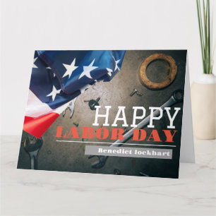 Solidarity Worker Unity Labour Day with USA flag Thank You Card