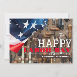 Solidarity Worker Unity Labour Day with USA flag Thank You Card