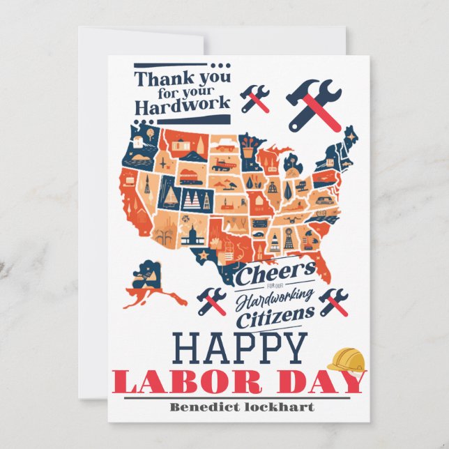 Solidarity Worker Unity Labour Day with USA flag  Thank You Card (Front)