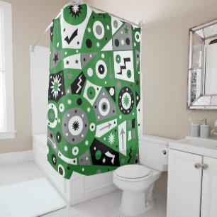 Solidus Green Geometric Shower Curtain