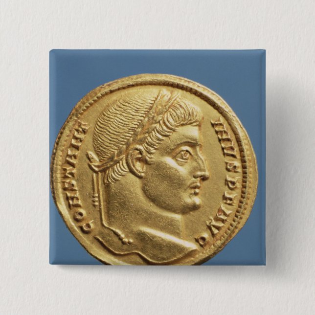 Solidus  of Constantine I 2 Inch Square Button (Front)