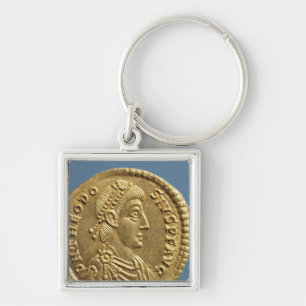Solidus of Theodosius I the Great draped Keychain