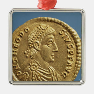 Solidus  of Theodosius I the Great  draped Metal Ornament