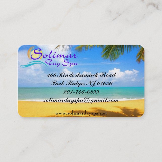 Solimar Day Spa Business Cards (Front)