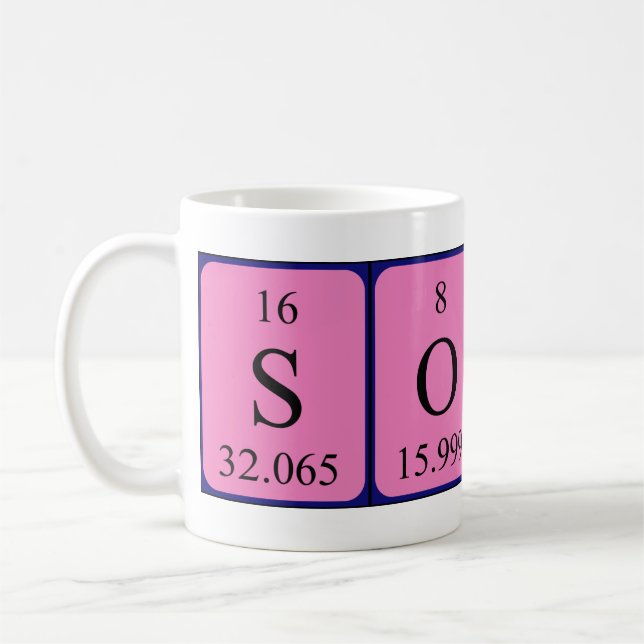 Soline periodic table name mug (Left)