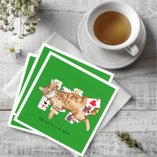 Solitaire Funny Orange Tabby Cat Playing Cards  Napkin