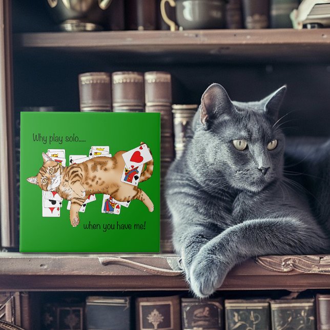 Solitaire Funny Orange Tabby Cat Playing Cards  Tile (Creator Uploaded)